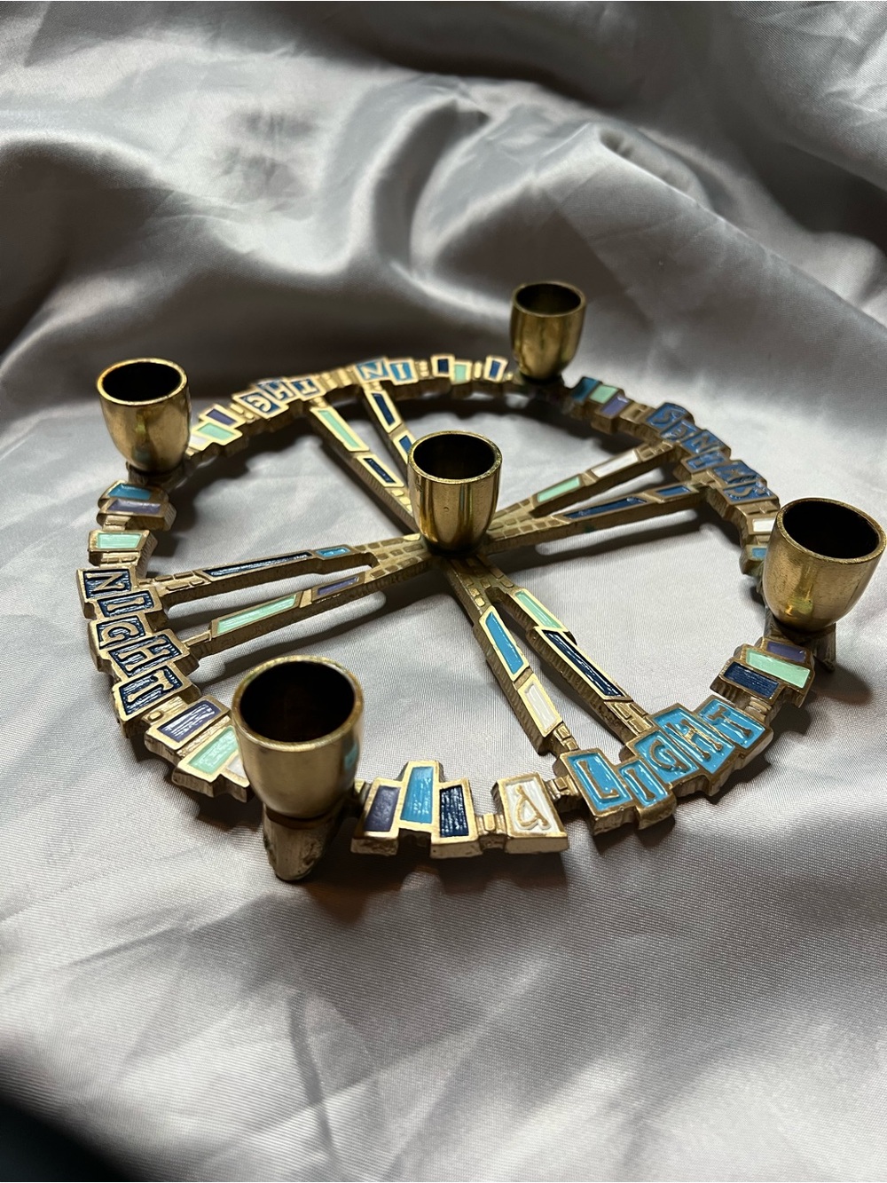 Mid Century Modern Brass Terra Sancta “A Light Shines in the Night Advent Wreath